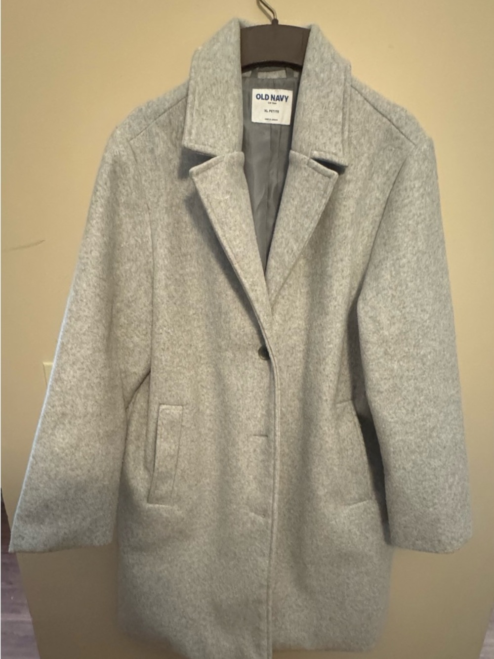 Old Navy Light Gray Women's Wool-Blend Pea Coat